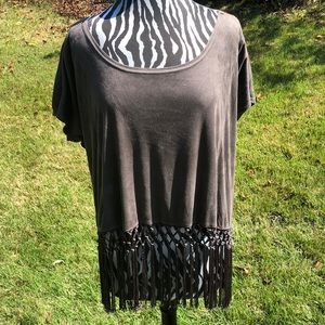 Cecico Faux Suede Fringe Top